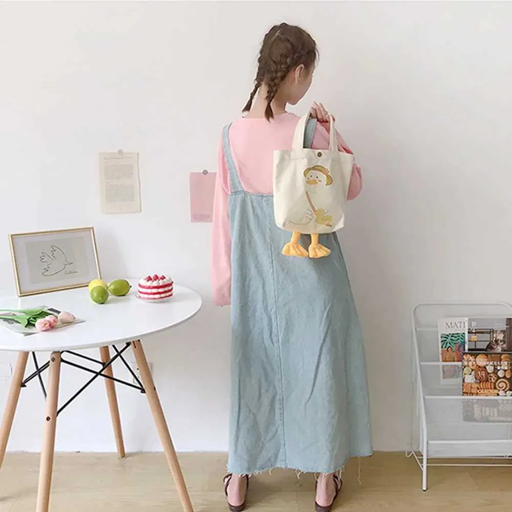 Neue warme Shopper süße Ente Papier Box Druck Casual Kai Baumwolle Canvas Einkaufstasche Y241109_voghion.com