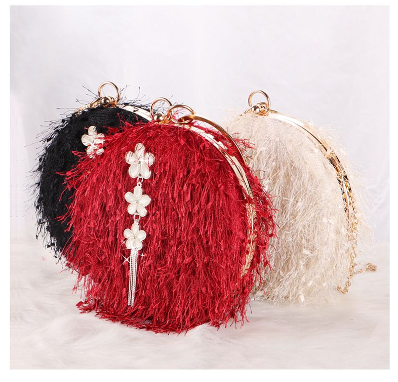 nouveau sac à main pour femme avec anneau en forme de dia sac de soirée en daim à pompon à la mode_voghion.com