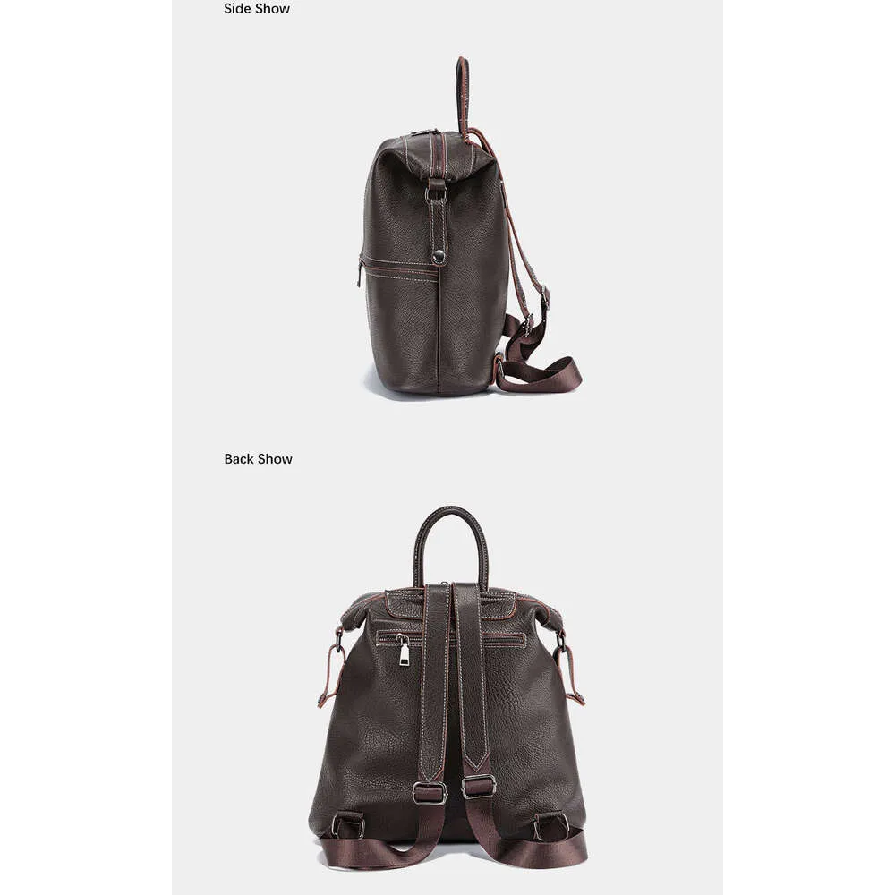 Zaino da viaggio classico in vera pelle da donna Zency, grande capacità, per iPad, A4, laptop, borsa a tracolla da donna con_voghion.com