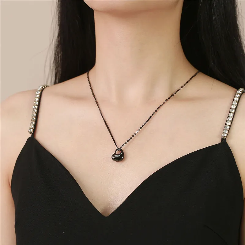Collier avec pendentif en forme de cœur en forme d'urne en acier inoxydable 316L pour femme, chaîne KOTiK Fashion, couleur noir, or et argent_voghion.com