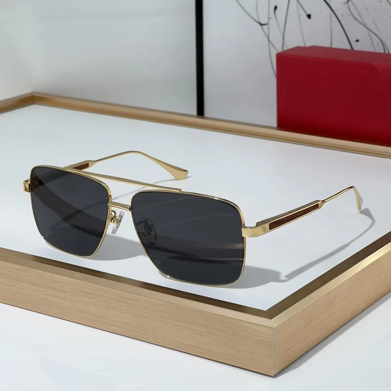 designer double bridge Classic womens gold metal frame black lenses driving fashion protection UV mens sunglasses With_voghion.com