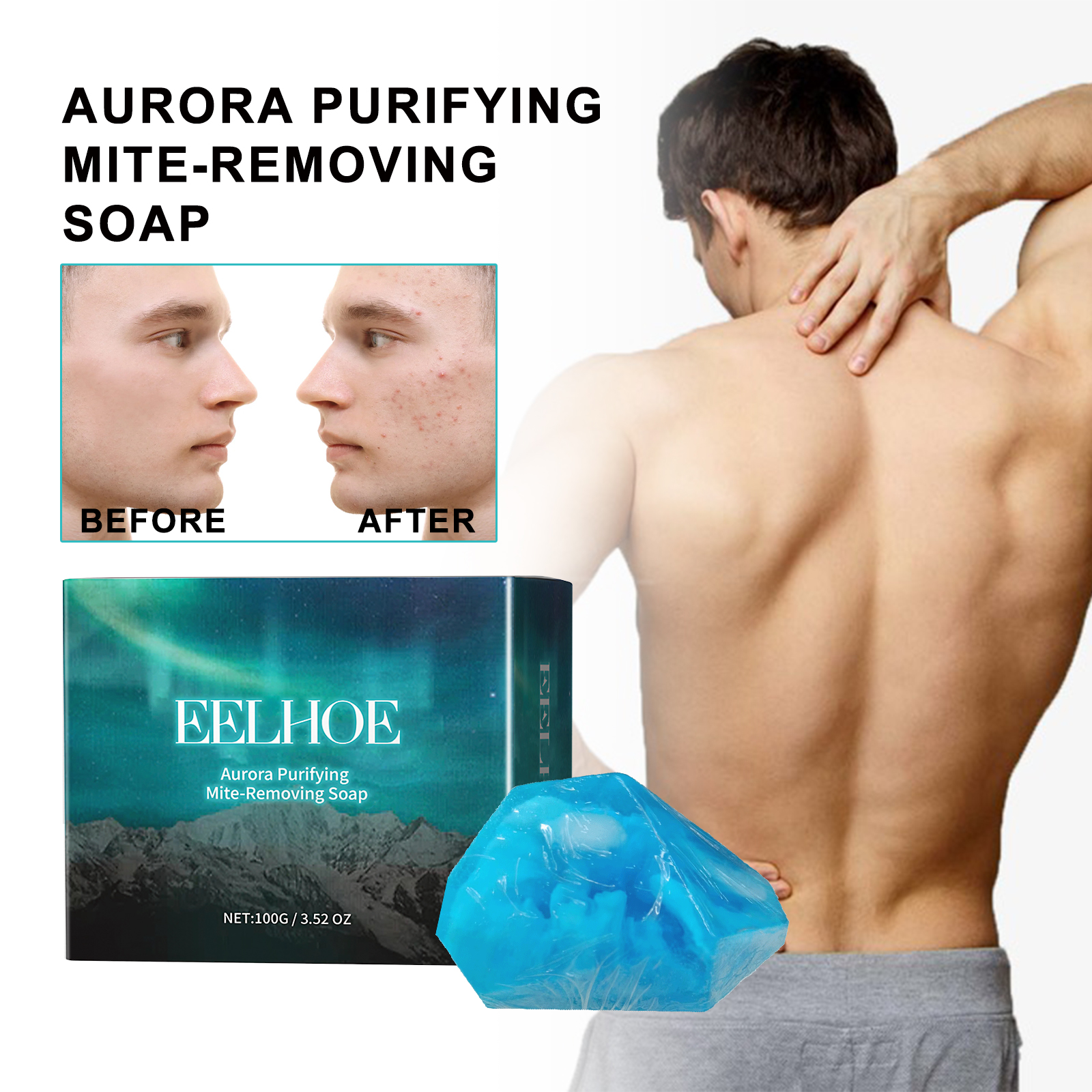 EELHOE Aurora Purifying Mite-Removing Soap, Deep Cleansing Facial Body Skin Fade Acne Print Multi-Effect Cleansing Soap_voghion.com