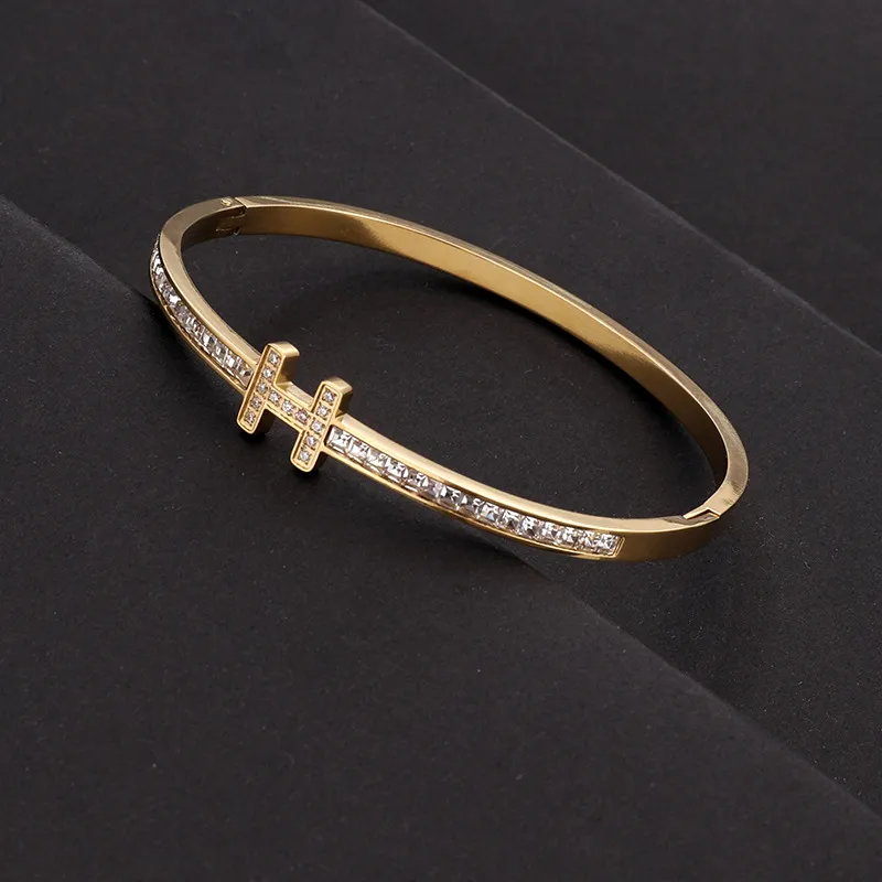 Bangle Stainless Steel Sparkling Zircon Bracelet For Women And Men Jewelry Gifts_voghion.com