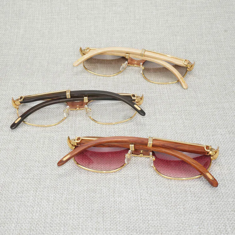 Gafas de sol redondas vintage para hombre y mujer con marco de madera_voghion.com