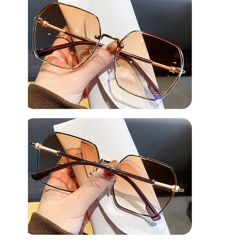 Lunettes de soleil de conduite fines et anti-ultraviolets pour femmes, tendance, haut de gamme, sans monture, à bords coupés_voghion.com