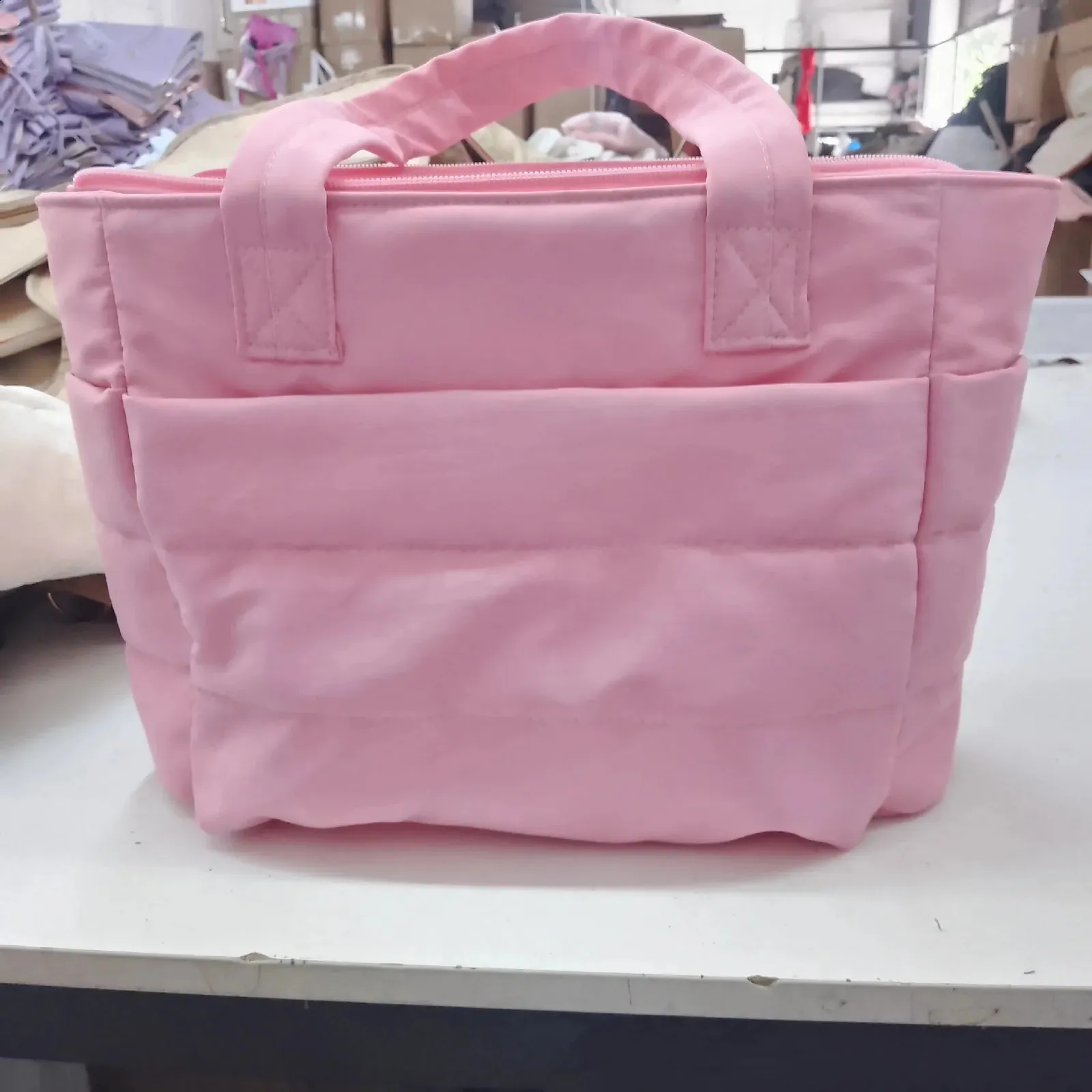 Big Square Cotton Padded Tote Versatile Handbag For Class Shopping Daily Use Storage Casual Shoulder Bag 240829_voghion.com