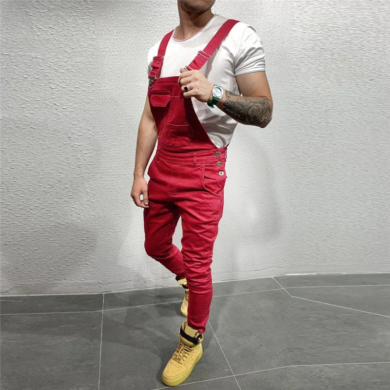 Cool Designer Brand Jeans Man Pants For Men Pocket Denim Overall Jumpsuit Streetwear Sexy Suspender Pant E21_voghion.com