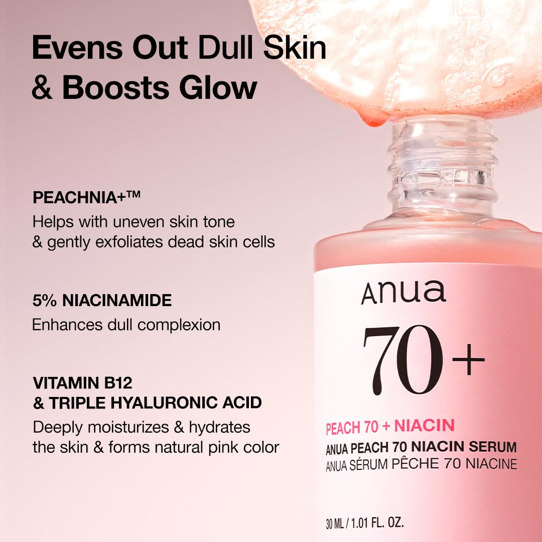Neit Anua Peach 70 Niacinamid Serum 30ml liicht hydratiséierend Gesiichtsserum deeglech propper Schéinheet (1.01 Fl. Oz.)_voghion.com