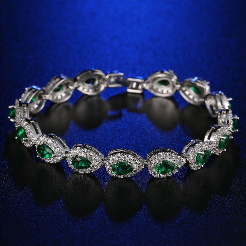 Pulseira feminina de zircônia com gota d'água e joias da moda Ruose_voghion.com