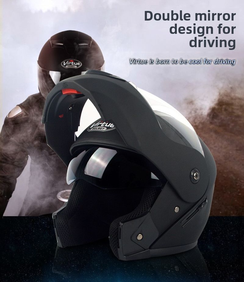 Casque de moto électrique à double lentille pour hommes et femmes, quatre saisons, Bluetooth, tendance et cool_voghion.com