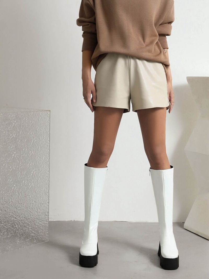 New long boots with round heads, thick soles and side zippers for women_voghion.com