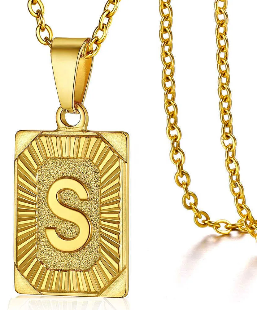 Collane Iniziali per Uomo Donna Cuban Choker Non Sbiadisce Acciaio Inossidabile 26 Lettere Color Oro Collana Pendente Gioielli_voghion.com