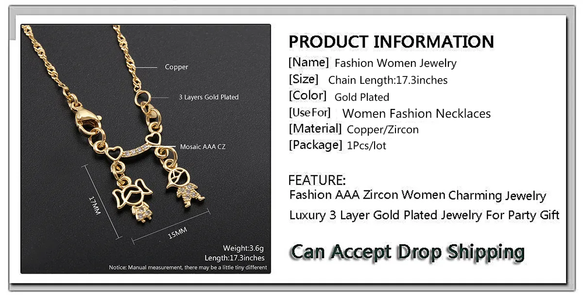 Chaînes MHS.SUN Mode Zircone Cubique Filles Garçon Pendentifs Chaîne Collier Plaqué Or Femmes Ras Du Cou Pour Bijoux De La Mère_voghion.com