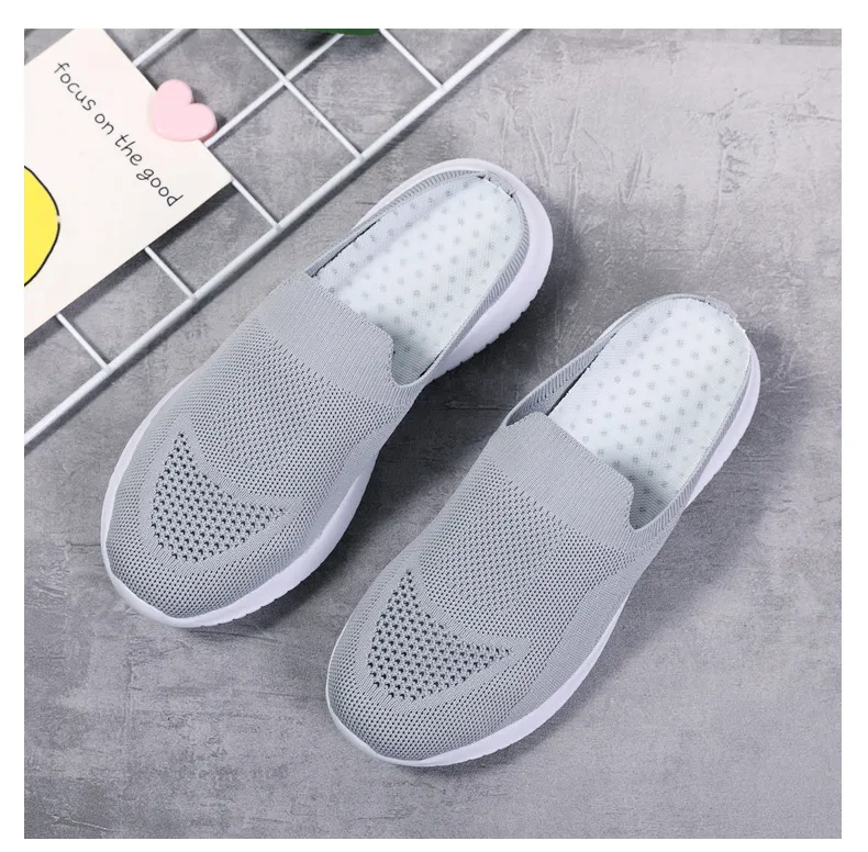2022 NEW Mesh Slip-On Shoes Sneakers Women Summer Casual Slippers Lightweight Big Size Breathable_voghion.com