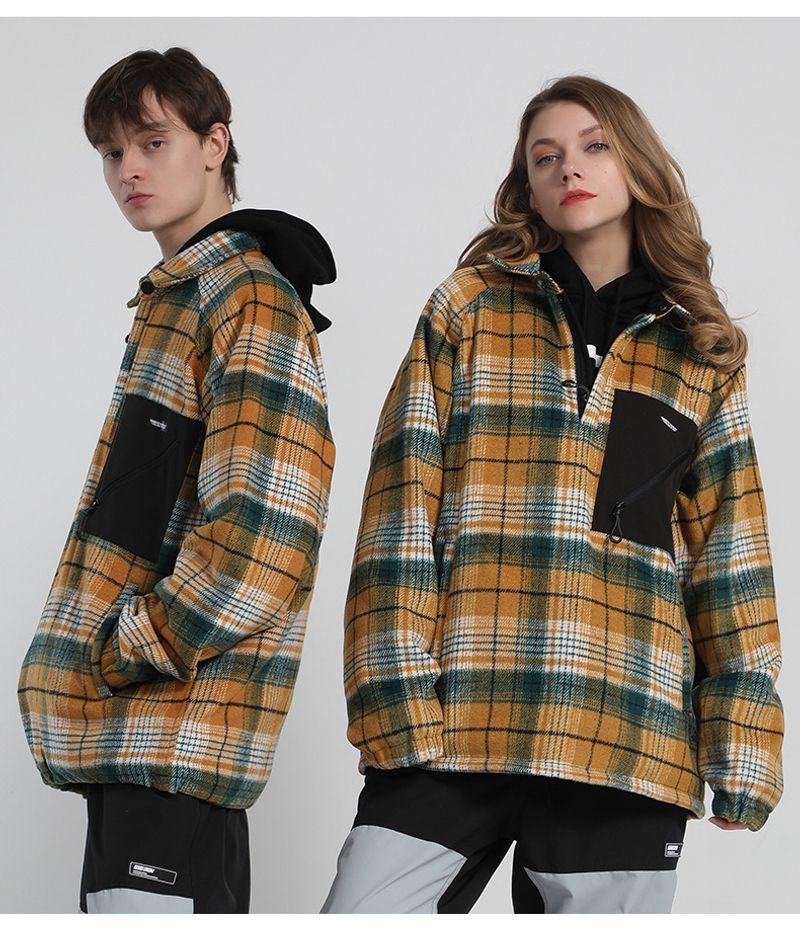 New winter wear men's snowboard double board warm plaid shirt women's ski hoodie couple_voghion.com