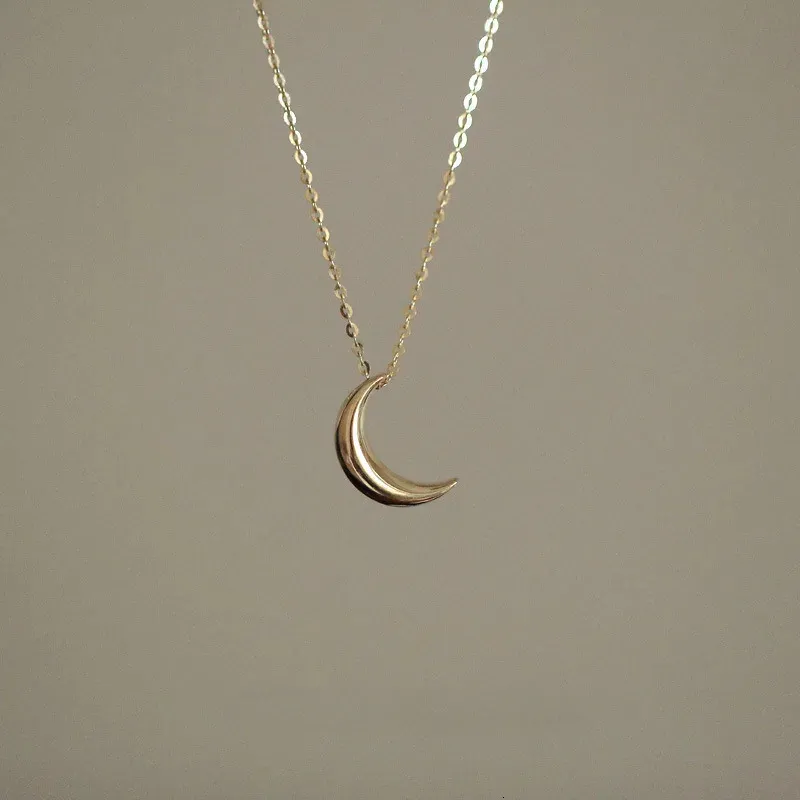 Collana con ciondolo in oro k allmatch, piccola luna, elegante, placcata in argento sterling 14K, con piastra leggera, entrata Lux 240119_voghion.com