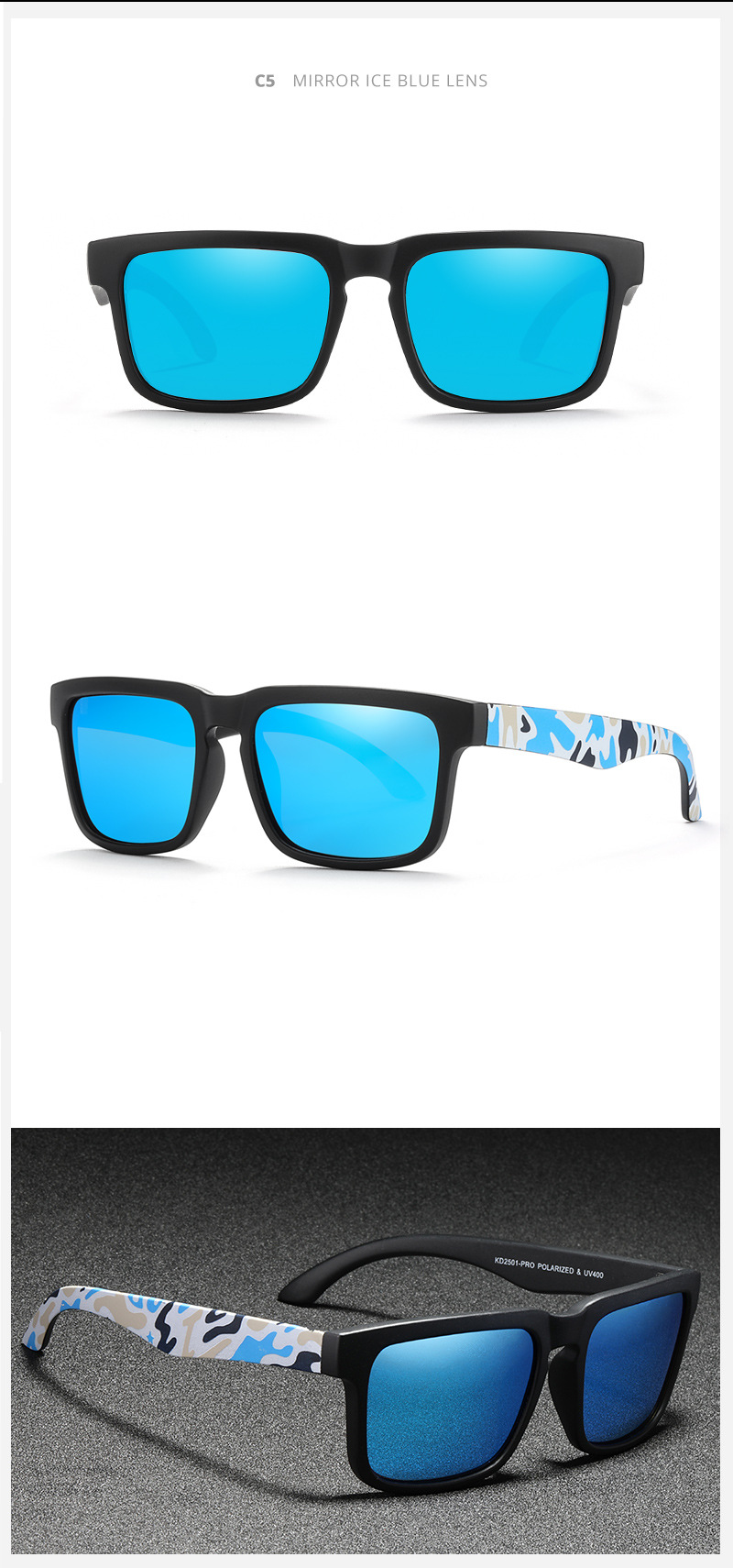 KDEAM Occhiali da sole polarizzati colorati con vera pellicola Occhiali da sole casual con scatola Occhiali alla moda colorati KD2501PRO_voghion.com