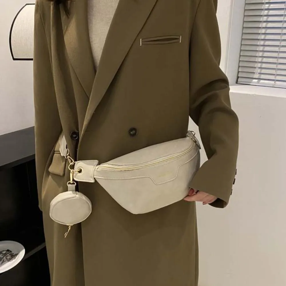 Marsupio da corsa di grande capacità, stile coreano, con portamonete e tracolla a mezzaluna, in PU, di design, per studenti_voghion.com