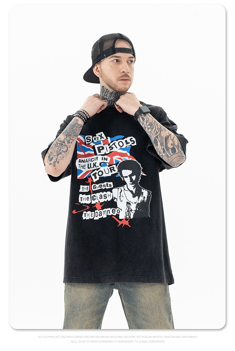Vêtements pour hommes SUP | T-shirt à manches courtes pour hommes, nouvelle marque de mode d'été 2024, groupe de punk rock High Street_voghion.com