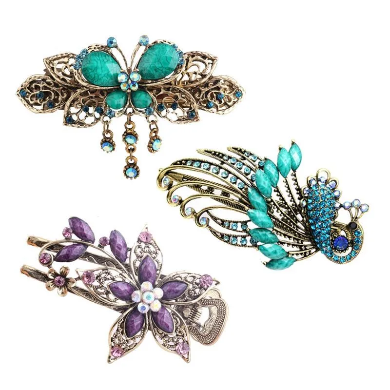 3 pz/pacco/lotto elegante vintage classico stile cinese fiore farfalla Phoenix forcine supporto morsetto barrette clip per capelli_voghion.com