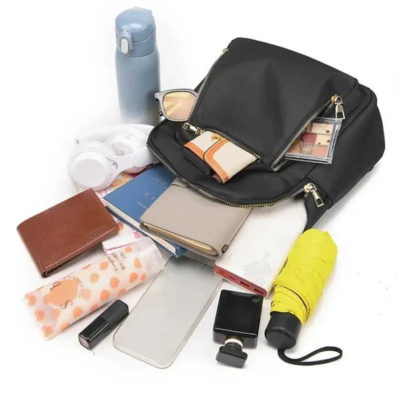 Schwarzer Damen Rucksack Stylischer Rucksack Für Reise Schule_voghion.com