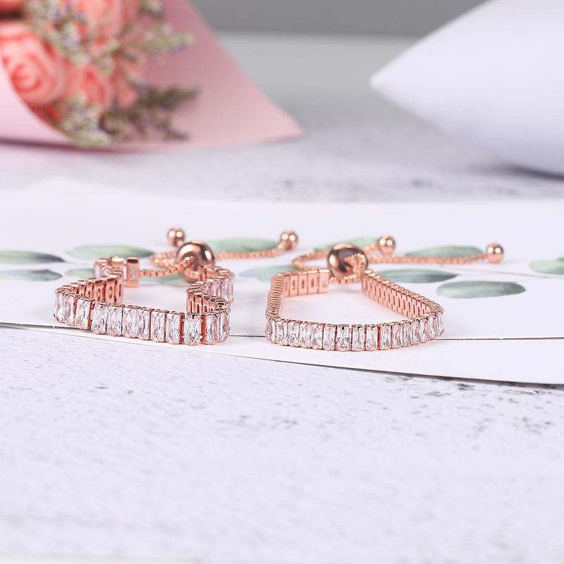 Unisex popularna narukvica s cirkonom u boji, 2*4 mm, jednoredni pravokutni, podesivi lančić za tenis punog promjera_voghion.com