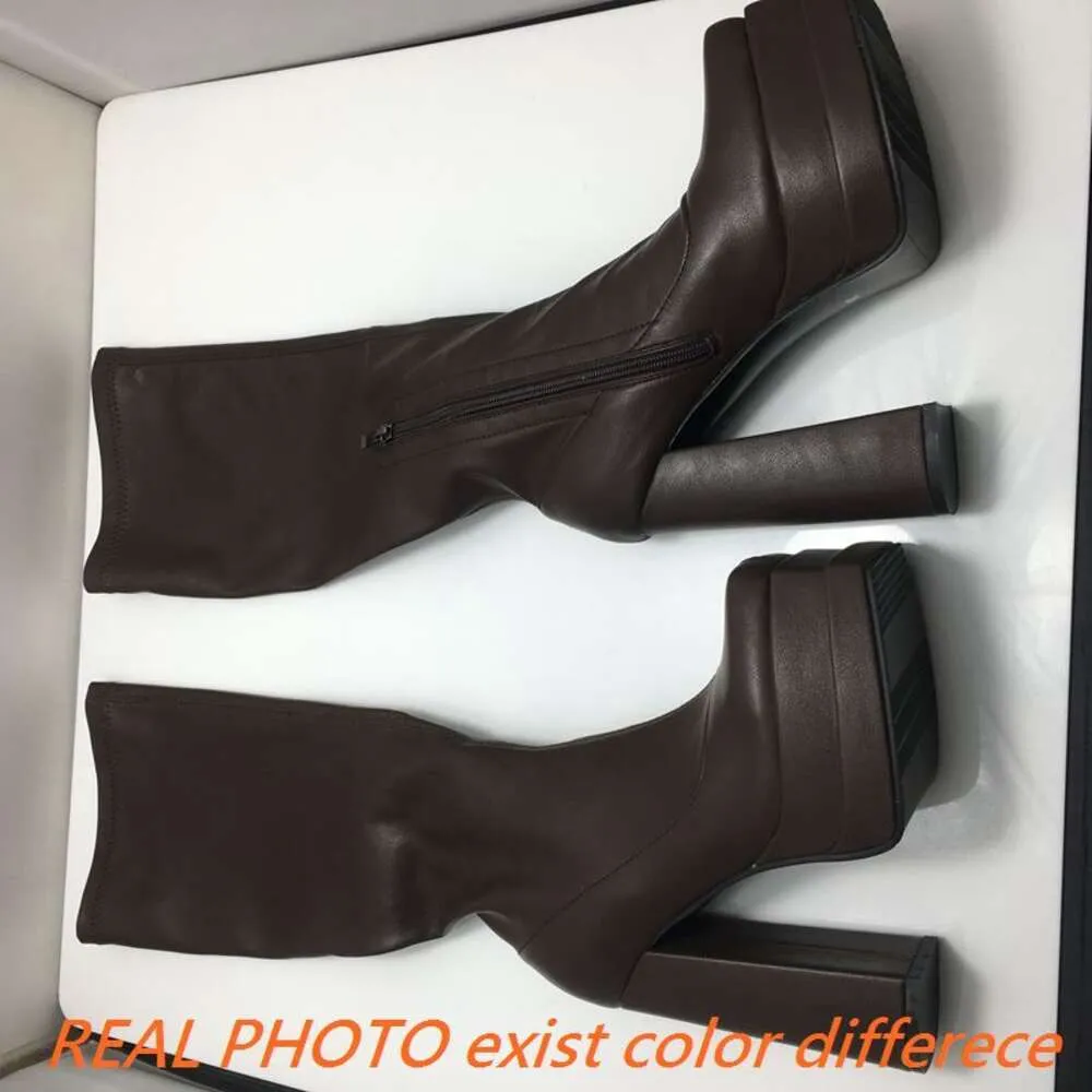 Brandneue Herbst-Winter-mittlere Wadenstiefel Punk Goth klobige Plattform High Heels Motorrad lange Booty Damenschuhe große Größe_voghion.com