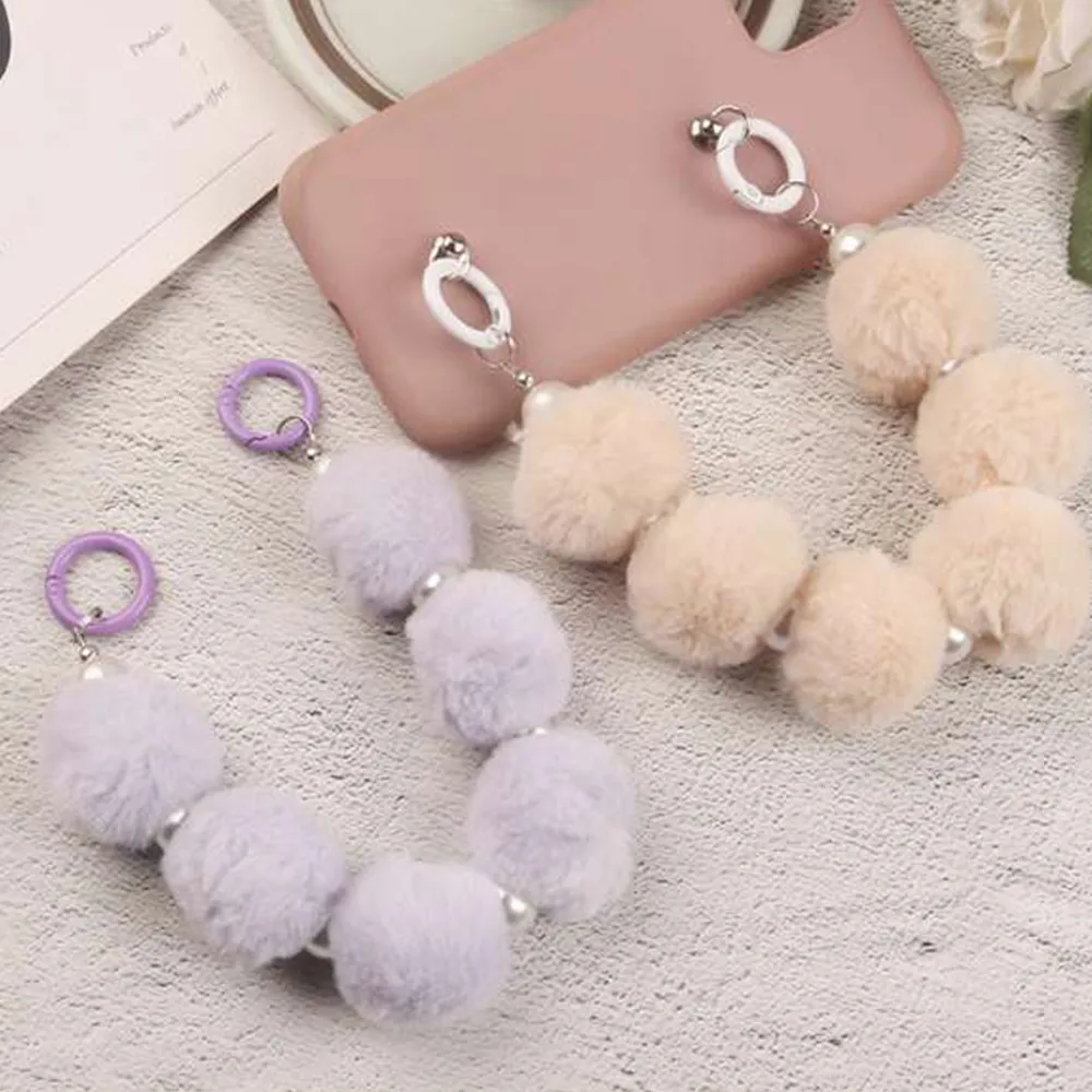 Nouvelle chaîne de suspension colorée pour téléphone portable, bracelet décoratif en perles, poignée en peluche pour sac à main, accessoires pour sac féminin_voghion.com