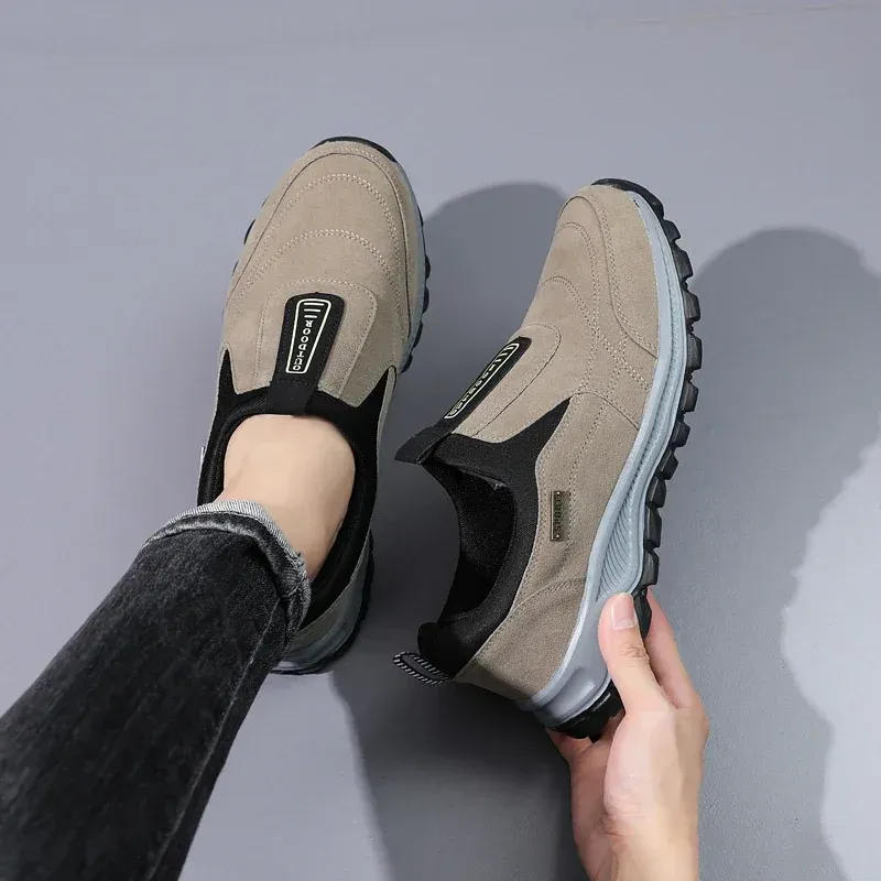YRZL Outdoor-Wanderschuhe zum Reinschlüpfen, lässig, atmungsaktiv, Wildleder, rutschfeste Wanderschuhe für Herren_voghion.com