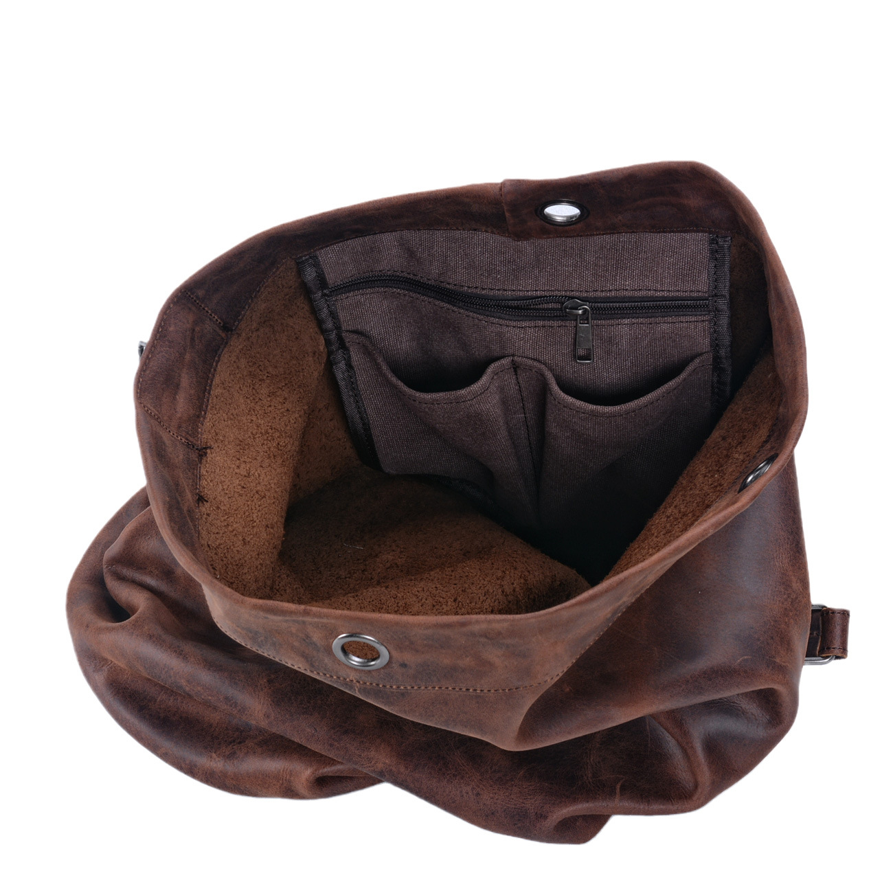 2025s Neue echtes Leder Herren Outdoor Casual Bucket Große Kapazität Reiserucksack Rindsleder Wandertasche_voghion.com