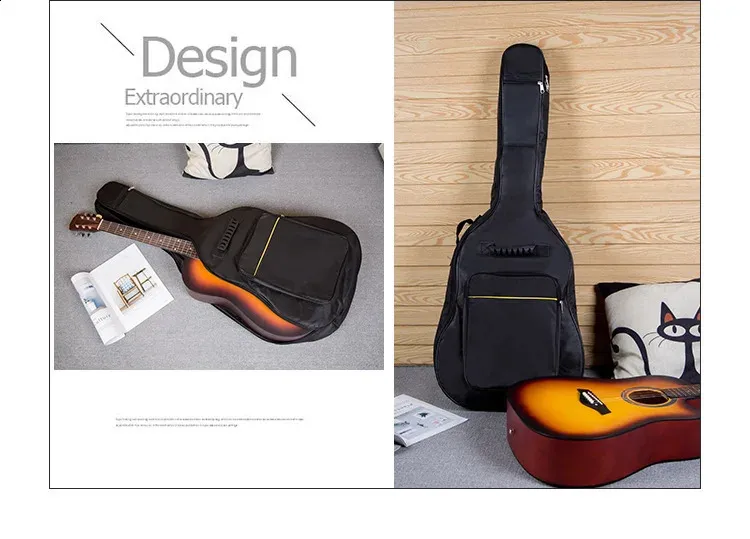 Mochila acústica de 4041 polegadas com alça dupla, à prova d'água, acolchoada em algodão, preta, 40/41, bolsa para instrumento musical 240822_voghion.com