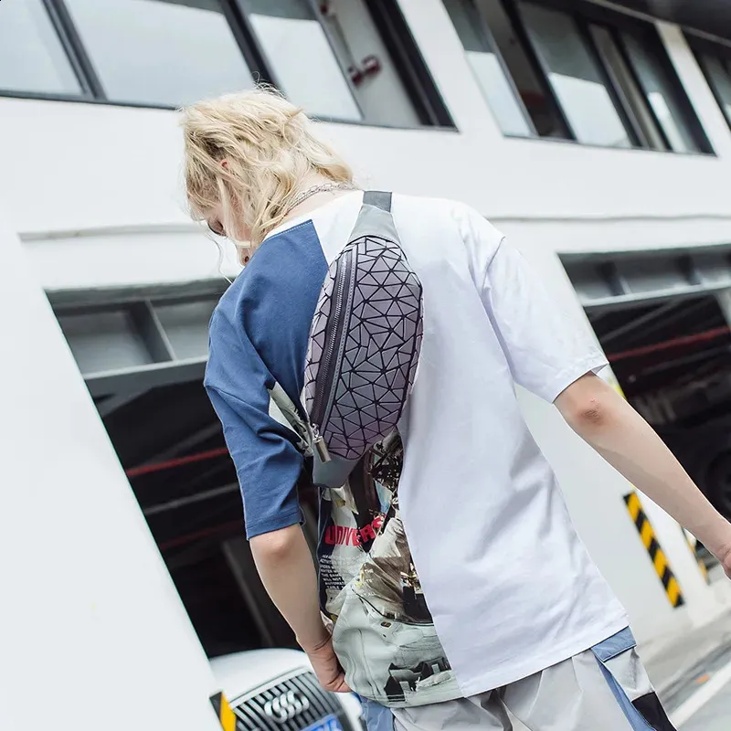 Módní svítící tašky Dámské ledvinky Kožená kabelka na hrudník Geometrická taška Ledvinky Peněženka 240815_voghion.com