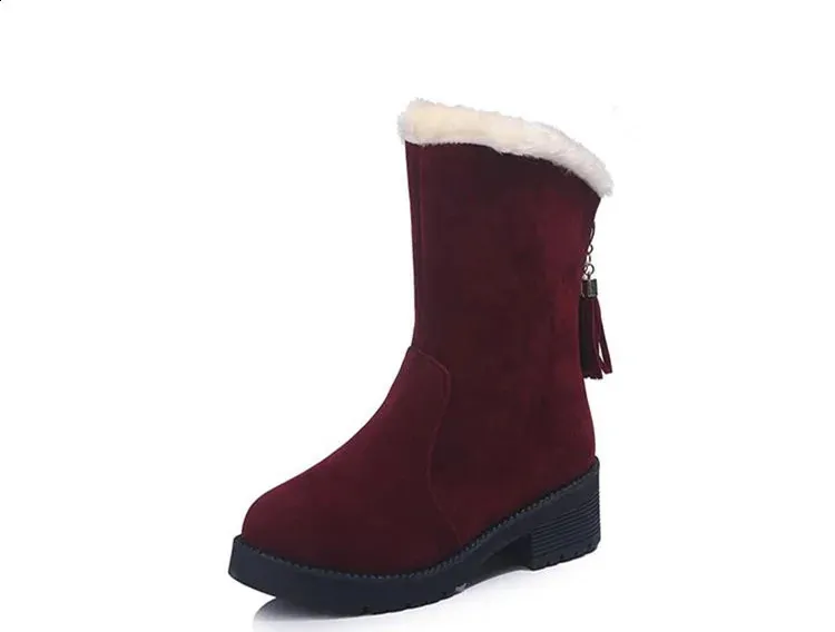 Women's Winter Snow Boots Plush Warm Flat Round Toe Comfortable_voghion.com