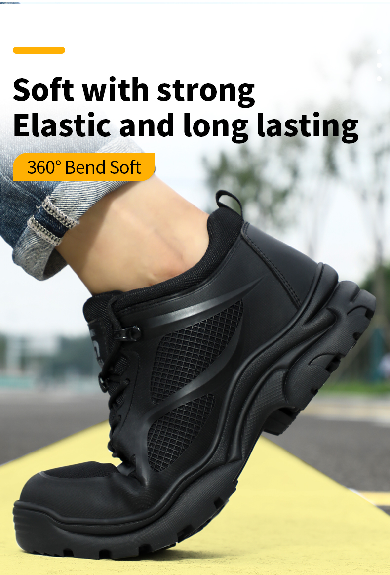 Scarpe antinfortunistiche GUYISA da uomo, con puntale in acciaio, resistenti all'usura, scarpe da lavoro nere morbide_voghion.com