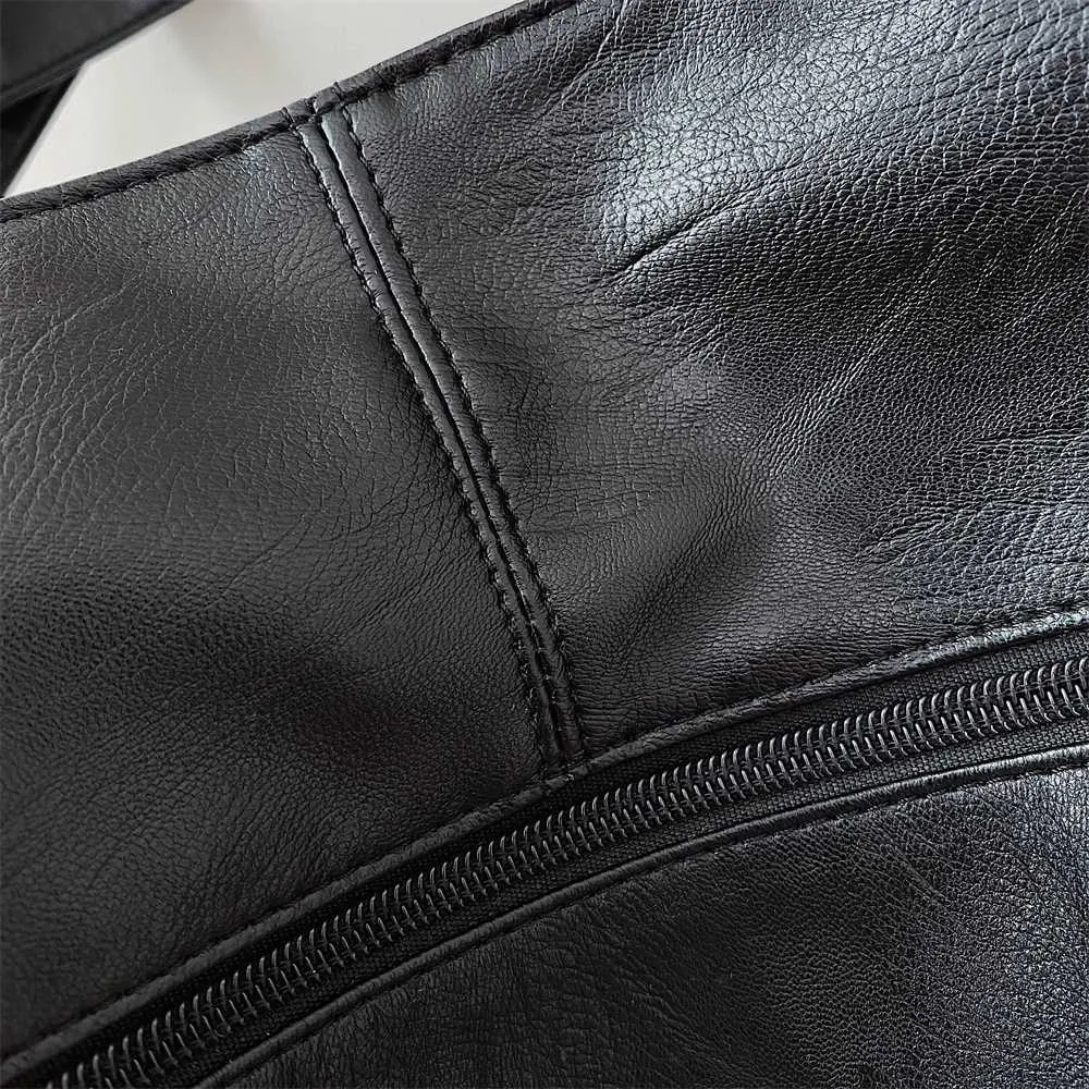 Moods Oversized Black Shoulder Bags per donna in morbida pelle, grande capacità, shopper tote, doppia tracolla, grande borsa a tracolla_voghion.com