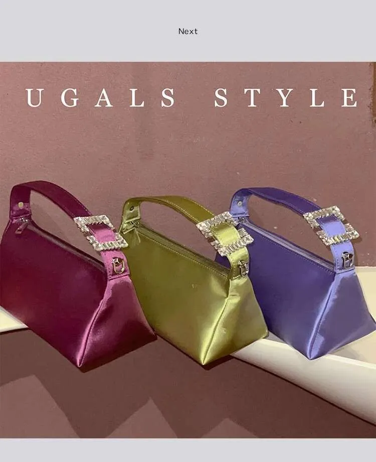 Moda Satin Square Glitter Rhies Dia Sera Donna Borsa a mano Festa di nozze Pochette Borsa a tracolla Street Dressing_voghion.com