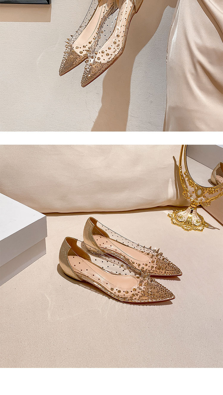 Rivet transparent à bout pointu français avec talons fins et talons hauts, nouveau modèle d'été polyvalent pour femmes 2024_voghion.com
