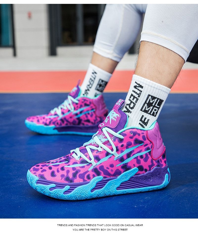 Paarse heren dames indoor en outdoor lage schokabsorberende antislip stevige basketbalschoenen_voghion.com
