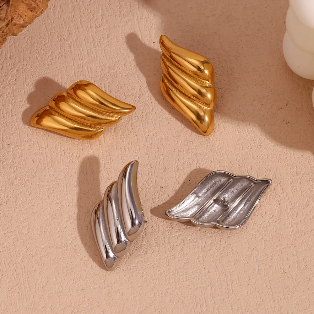 Colliers à pendentif en forme d'aile épaisse pour femmes, couleur or, acier inoxydable, bijoux minimalistes, étanches, vintage_voghion.com