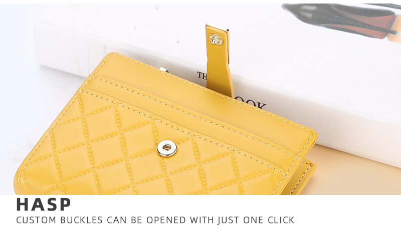 Women's Short Wallet Rhombus Quilted Purse With Card Slots_voghion.com