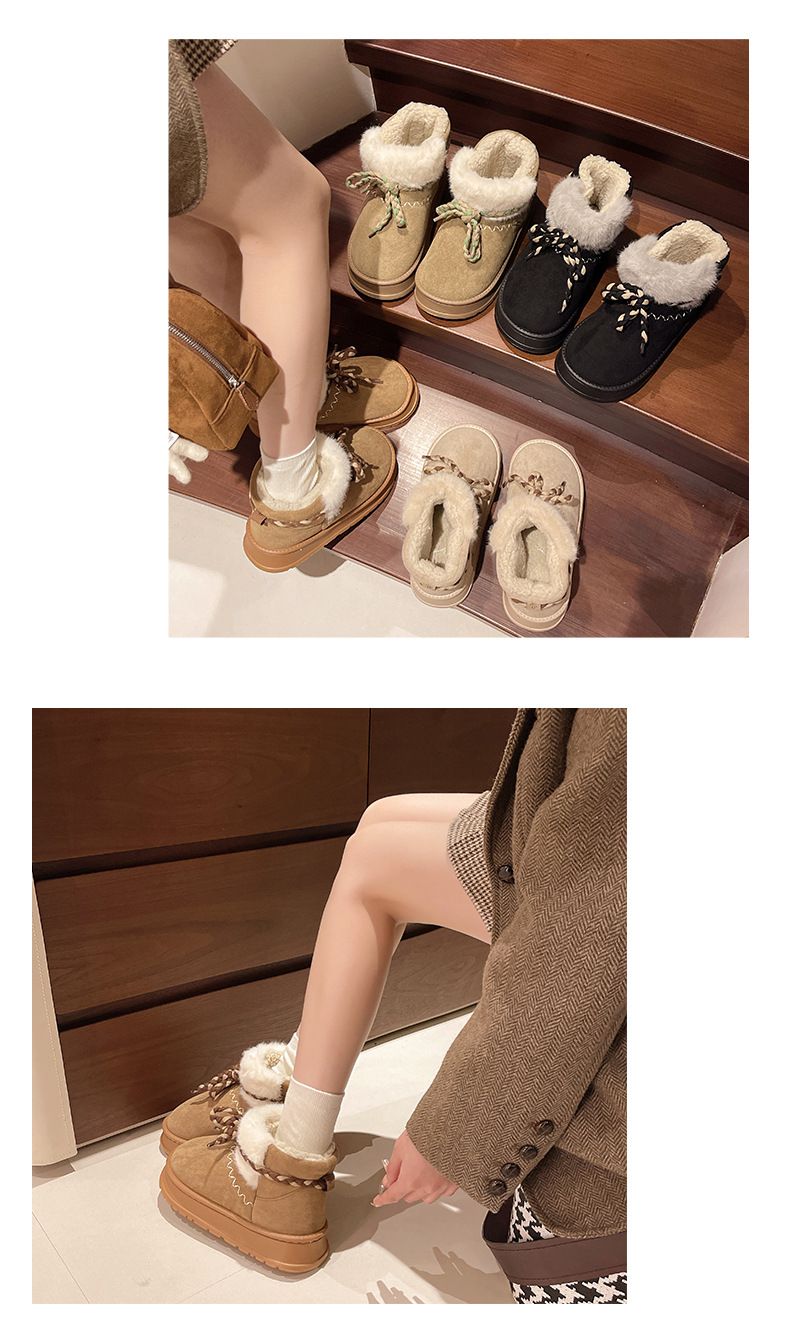2024 Winter Women's Cute Warm Fashion Bag With Thick Cotton Shoes Bow New Snow Boots_vogvips.com