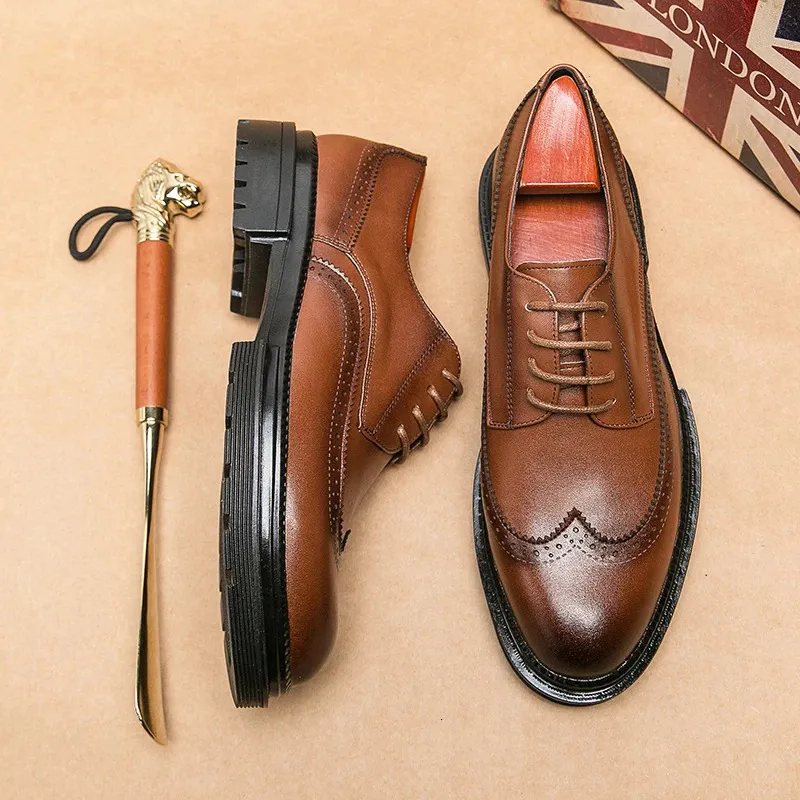 Formele zakelijke leren heren sociale bruiloft mode Oxford brogue snijwerk puntige kantoor schoenen 240621_voghion.com