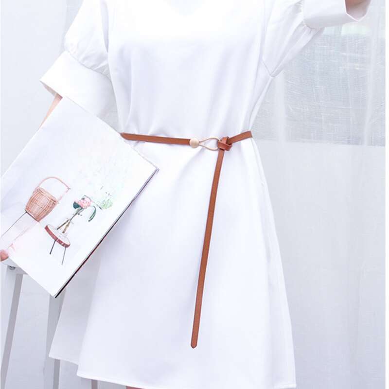 Cintura sottile con cento nodi da donna, nera alla moda con abito, cintura da maglione_voghion.com