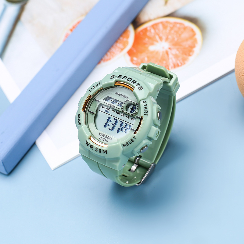 Boys and Girls watches Color Macaron electronic watch 50M waterproof sports leisure watch Teenager student timing multi-function watch_voghion.com