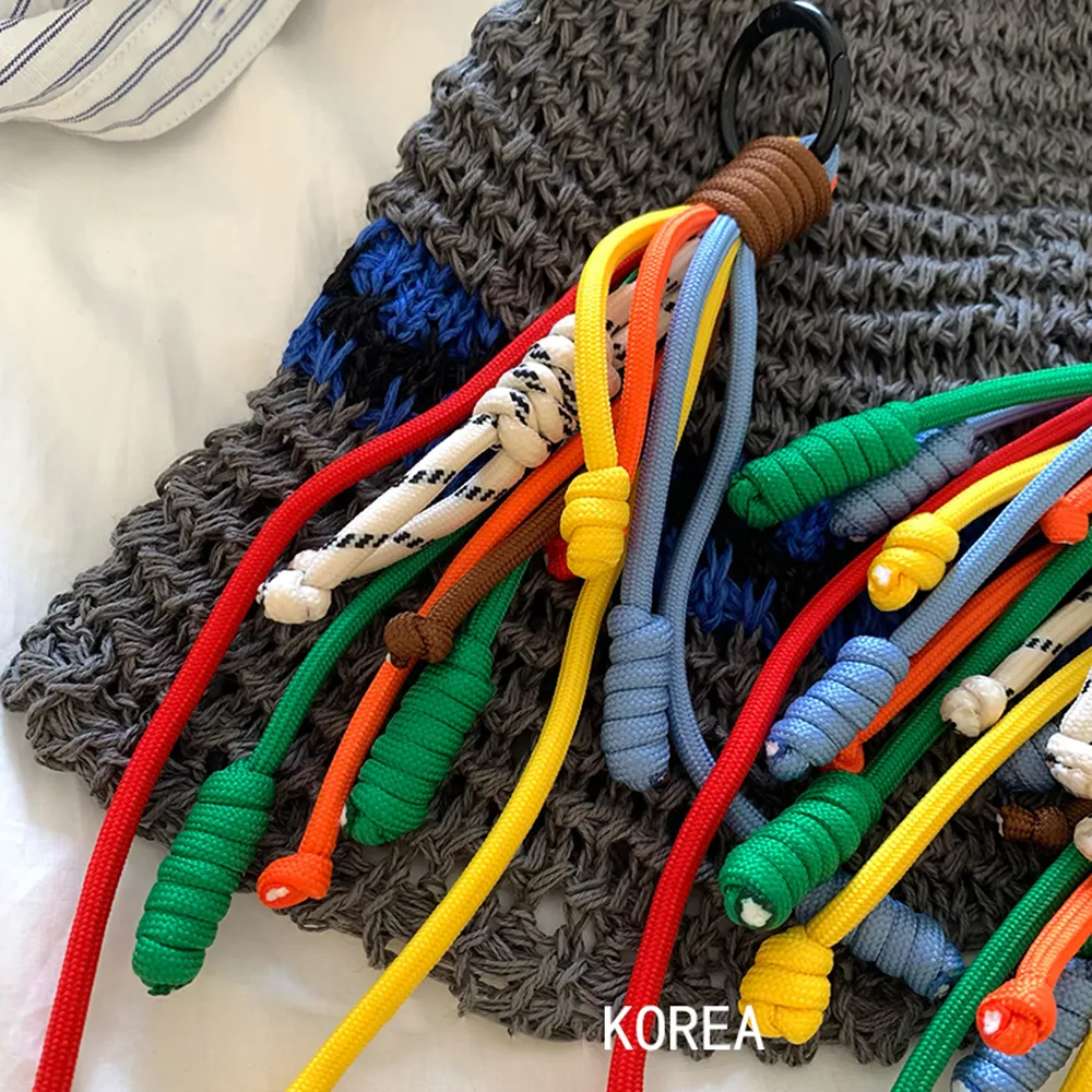 Korean Stylish Rainbow Rope Pendant Chain Jewelry Strap Handmade Landyard Accessrioes Keyring Bag Women Phone Hanging_voghion.com