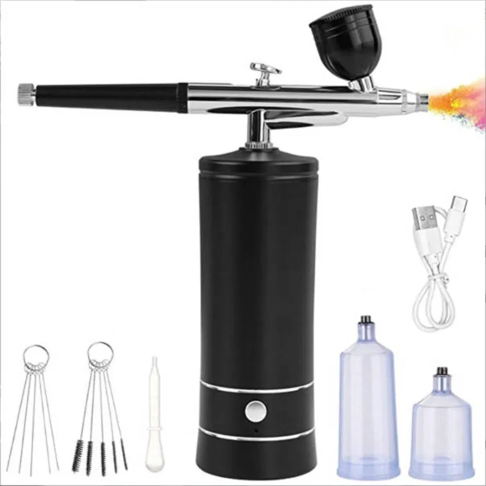 Portable Mini Airbrush Kit With Built-in Compressor Spray Gun_voghion.com
