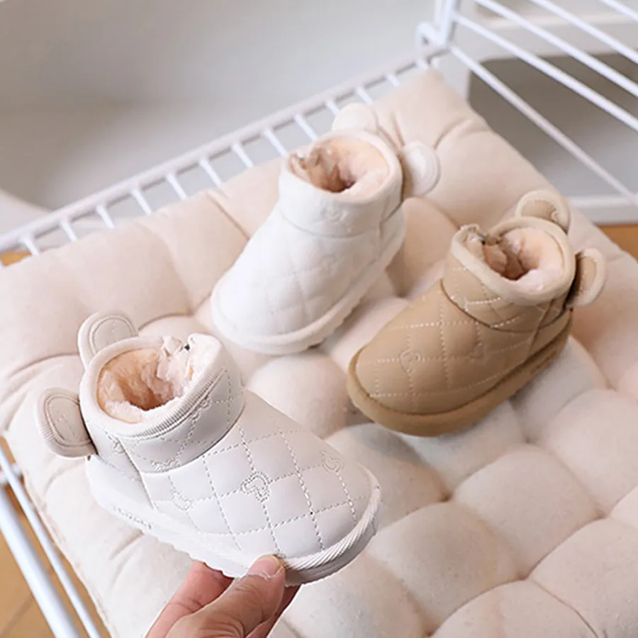 Baby Winter Warm Non-slip Boy and Girl Snow Boots Velcro Happysteps Children Rabbit Cartoon Shoes 1-6 Years Old Sizes_voghion.com