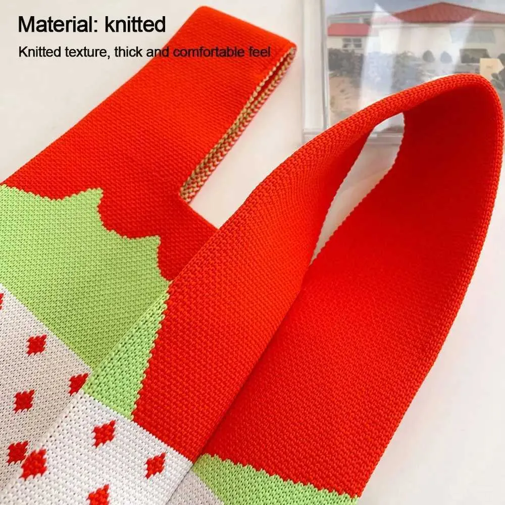 Bolsa de mão tricotada artesanal tote casual saco de compras_voghion.com