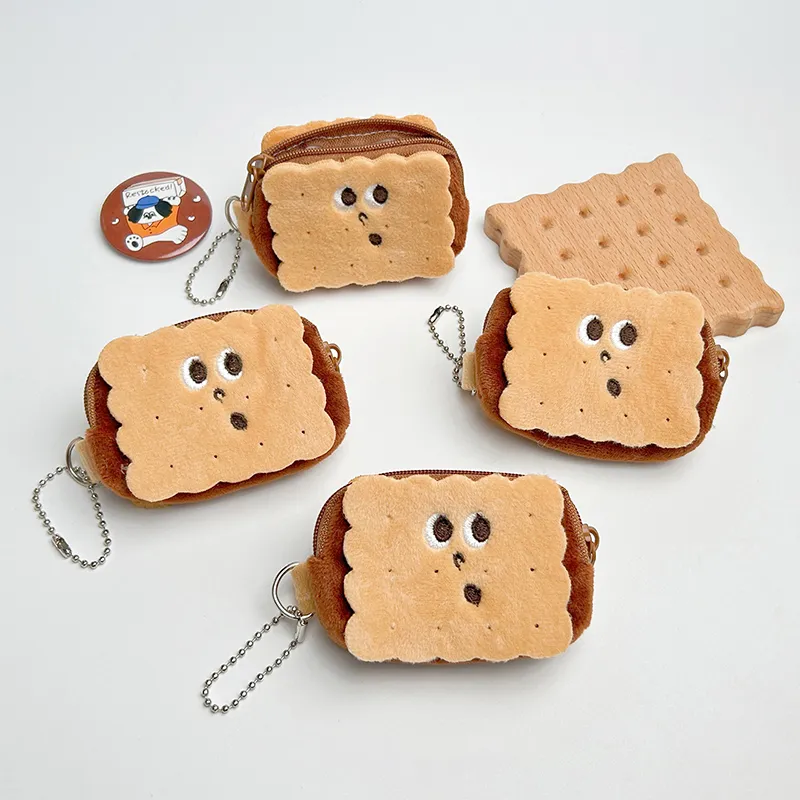 Kawai Biscuit Coin Bags Headphone Organizer Key Cards Storage Bag Kid Schoolbag Pendant_voghion.com