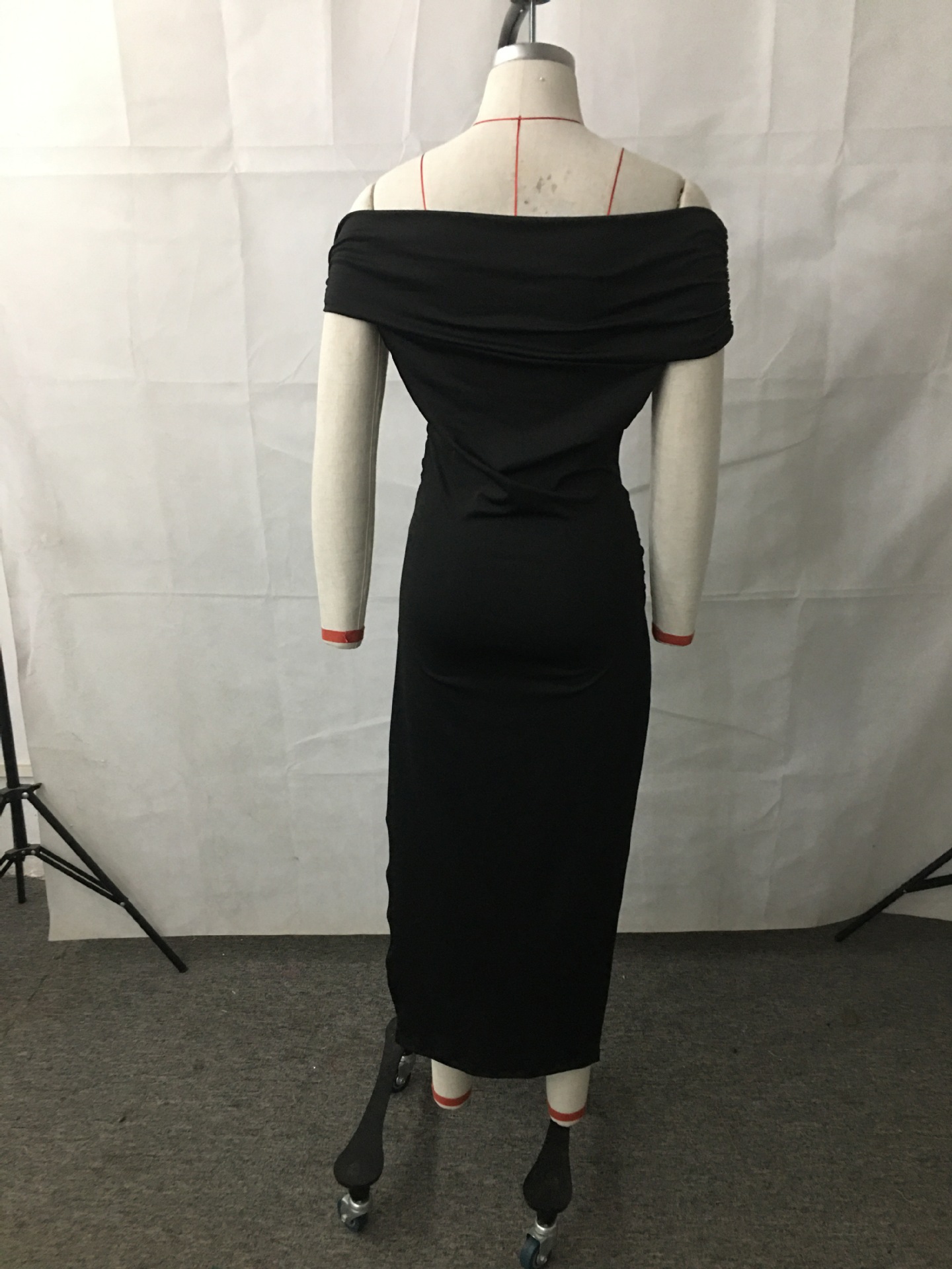 Nuovo stile, tinta unita, maniche corte, lunghezza media, abito scollo dritto, abito da sera sexy_voghion.com